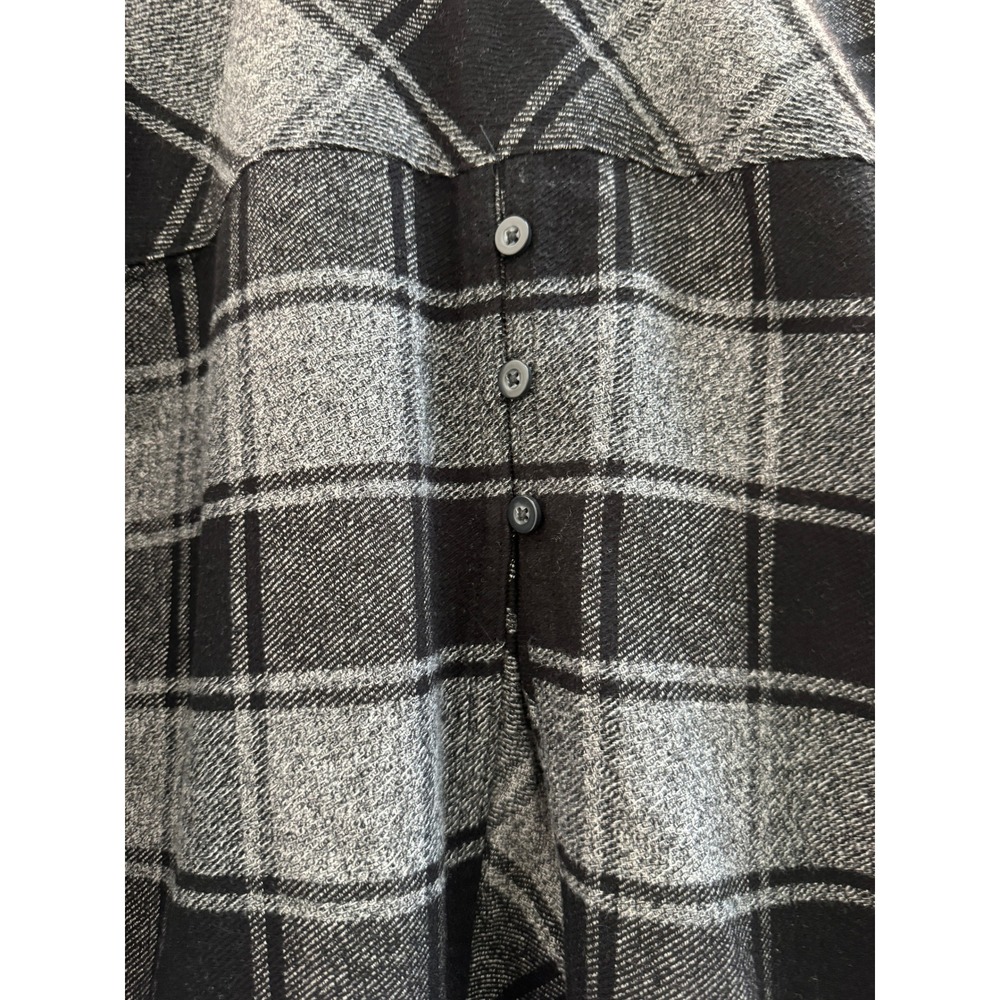 Duluth Folklore Flannel Duster Tunic Women Large Grey Plaid Long Sleeve Pocketed - Picture 3 of 11